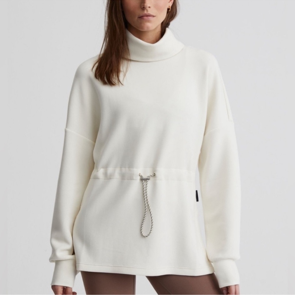 NWT Varley Anthropologie Freya Funnel neck Sweatshirt IVORY size SMALL